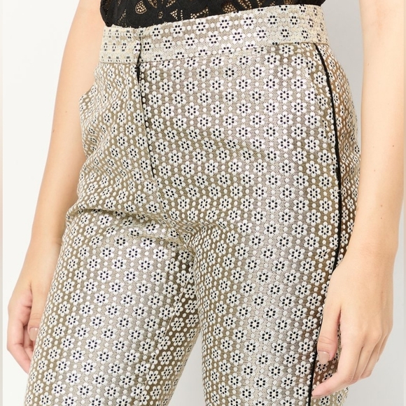 Maje Women's Floral Print Straight Jacquard Metallic Trousers Pants Size EU 34 - Picture 4 of 16